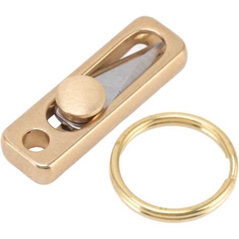 Coltello a pressione in ottone, mini coltellino tascabile con portachiavi EDC, coltellino tascabile pieghevole per l'unboxing di scatole, per esterni, campeggio