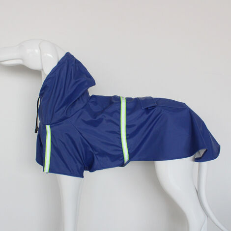 Mantella impermeabile per cani di taglia grande con striscia riflettente, impermeabile antivento per animali domestici, impermeabile con cappuccio per cani - Giallo (Blu 4XL (48-65 libbre))