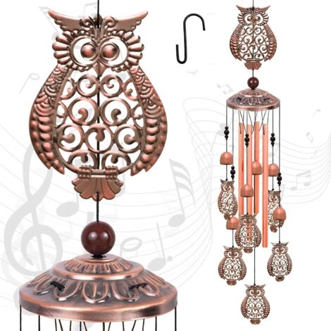 Campanelli eolici da giardino per esterni, campanelli eolici decorativi in alluminio a forma di gufo per Natale, festa della mamma, balcone, festival, giardino (gufo) (1/5)