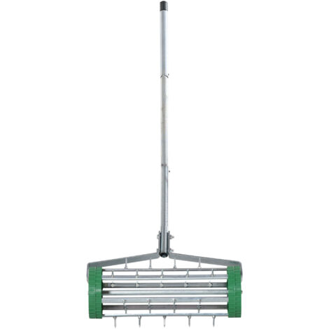 Aeratore per prato areatore per prato 43.5cm di larghezza aeratore per prato manuale vassoio di raccolta attrezzi da giardino tappo centrale, aerazione del terreno cura del prato per cortili prati com (1/5)