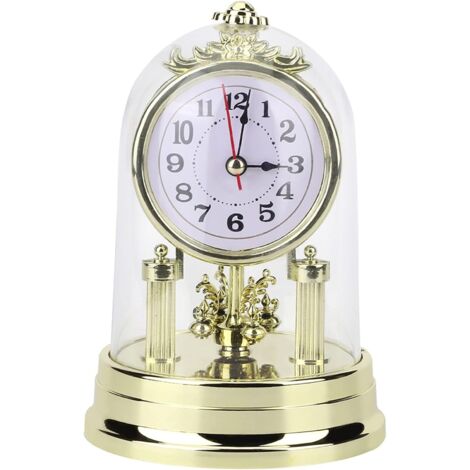 Orologio da tavolo antico vintage in metallo, classico orologio da tavolo silenzioso vintage per la decorazione di casa, ufficio, mensola, soggiorno (oro) (1/5)