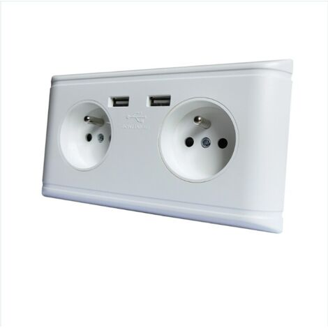 Presa a muro USB multifunzione con due porte USB per la ricarica del telefono, spina europea, 250 V (1/4)