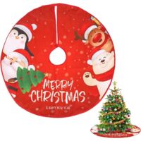 Gonna per albero di Natale, base per albero di Natale, gonna per albero con renne, pupazzo di neve e Babbo Natale per decorazioni per la casa, le feste e le festività, 90 x 90 cm