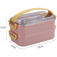 Lunch box a doppio strato a tenuta stagna, adatto per preparare pranzi e pasti per lavoro, scuola e attività all'aperto lunch box adatto al microonde (rosa)