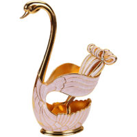 Set porta cucchiaini da caffè, set porta cucchiaini da dessert, cucchiaio da torta, cucchiaio da gelato, set di stoviglie, elegante design ad arco, base a cigno, superficie lucida (oro bianco)