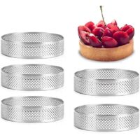 Base rotonda porosa per crostata, stampo per torta e crostata, utensile da forno resistente al calore, anello per torta mousse perforato, 5 pezzi (8 cm (rotondo)