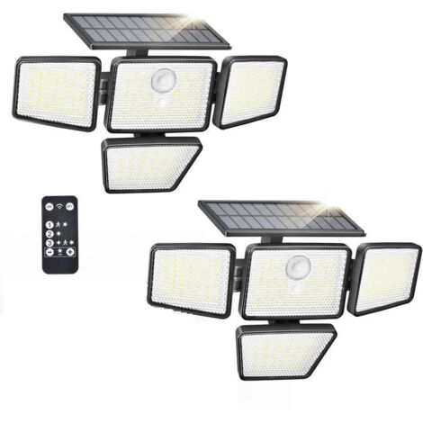 Frontal Led Recargable 4 Luces Solares Exterior IP65 - Focos Ajustables 360° Para Jardín, Piscina O Camino Lampara Solar