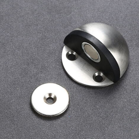 Tope de puerta de goma magnético, autoadhesivo, no resistente a perforaciones, soportes de puerta ocultos, sin clavos, montaje en el suelo, tope de puerta de acero cepillado