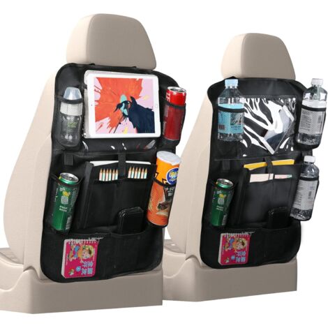 Protector de respaldo de automóvil, organizador con múltiples bolsillos, 2 unidades, tela Oxford, para organizador de asiento trasero de automóvil grande. (1/5)