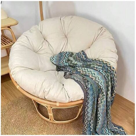 Cojín redondo acolchado, grueso y sencillo, para sillas, suelos y jardines (beige, 70 x 70 cm)
