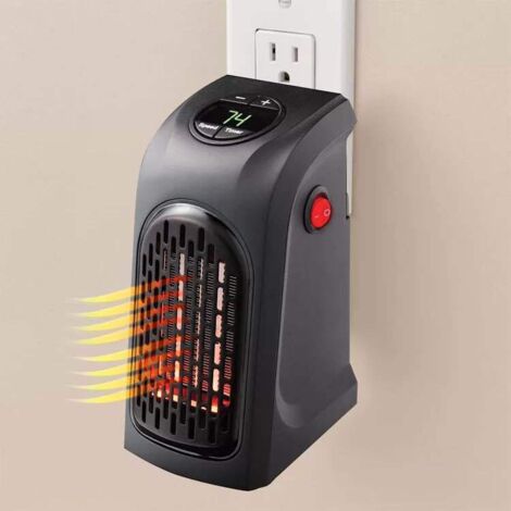 Mini calefactor eléctrico con toma de corriente, potente ventilador de 500 W, para dormitorio, radiador portátil para el hogar, para invierno, color negro, UE (1/5)
