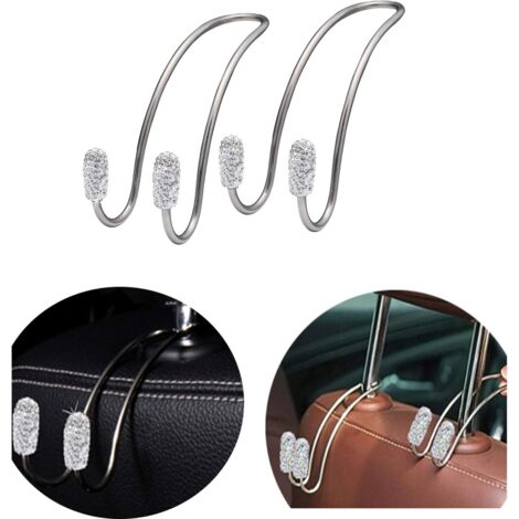 2 ganchos universales para reposacabezas de coche, para el asiento trasero de camionetas, SUV y vehículos. (Blanco) (1/5)