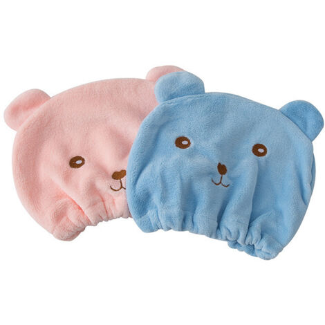 gorros para secar el cabello, toallas de microfibra, turbantes absorbentes, toallas de baño de secado rápido (rosa y azul). (1/5)