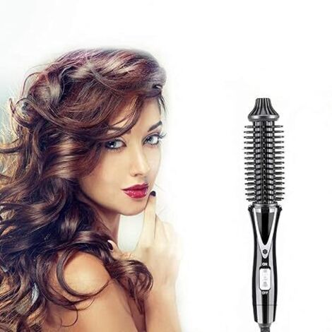 Rizador de volumen con cepillo, rizador de cerámica de turmalina aniónica flexible, rizador de cerámica de 200 °C, rizador de viaje, moldeador de volumen, rizos grandes para todo tipo de cabello