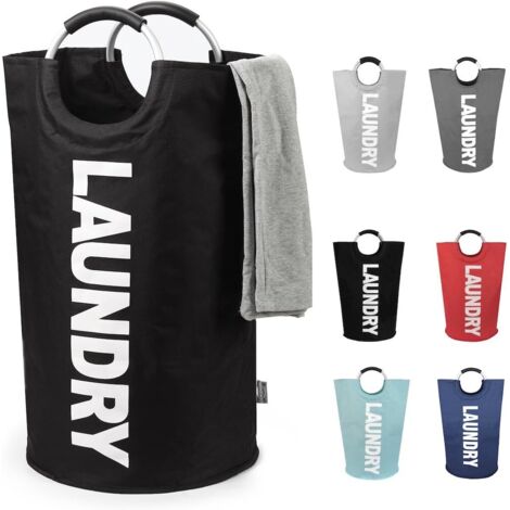 Cestas para la colada (3 colores), bolsa de lavandería plegable, gran capacidad, 38 x 65 cm (negro)