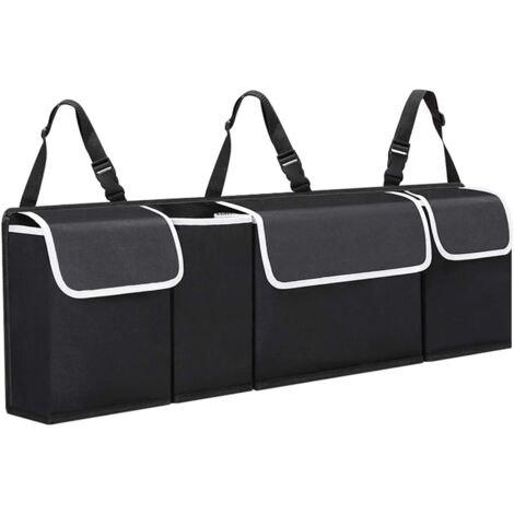 Organizador de maletero de coche, organizador de accesorios para el interior del coche, organizador de almacenamiento de tela Oxford impermeable con 4 bolsillos