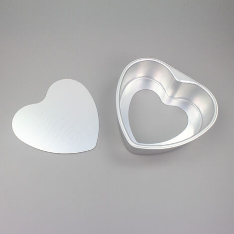 Molde para pastel de ánodo, antiadherente, con base activa, de aluminio, en forma de corazón, 15 cm (plateado) (1/5)