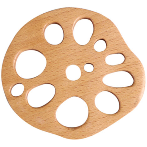 Posavasos creativo de madera con diseño de punto, aislamiento térmico, té de kung fu, portavasos de madera de haya, posavasos con forma de raíz de loto, juego de 4 (1/5)