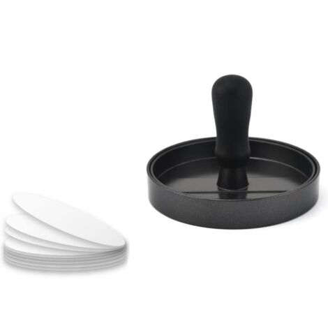 Molde para hamburguesas, bandeja de aluminio antiadherente para carne molida + 100 hojas de papel vegetal, utensilios de cocina para preparar deliciosas hamburguesas, hamburguesas y barbacoas, color n (1/5)