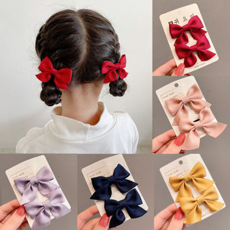 10 pinzas para el pelo para niños, con lazo, para decorar la cabeza, accesorios bonitos para el pelo de bebé, 5 colores (1/5)