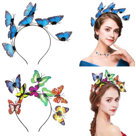 diademas de mariposa con purpurina, decorativas, para novias, fiestas de disfraces, color azul y color. (1/5)