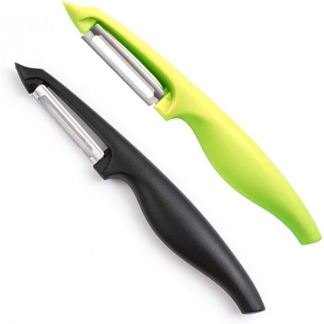 Pelador universal de 2 piezas con cuchilla de péndulo, de doble filo, de acero inoxidable, apto para lavavajillas - Verde + Negro (1/5)