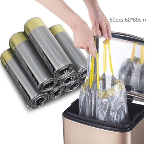 Las bolsas de basura son fáciles de usar y limpiar. Sirven tanto para la cocina como para el interior de casa. Disponibles en paquetes de 30-40 litros (color plateado) y 60 bolsas (color aleatorio). (1/5)