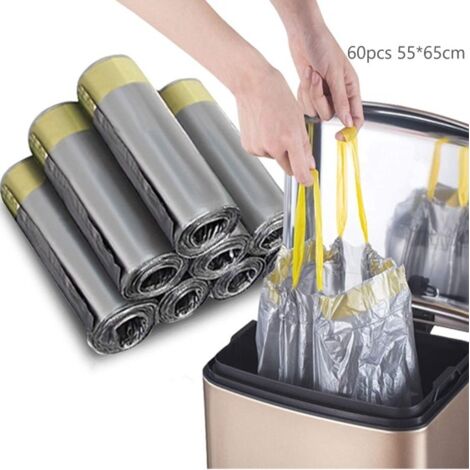 Las bolsas de basura son fáciles de usar y limpiar. Sirven para la cocina y para el interior de casa. Disponibles en tamaños de 15 a 20 litros, en color plateado y en 60 bolsas (color aleatorio). (1/5)