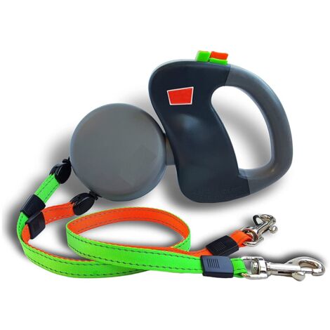 Correa retráctil para perros de 2 piezas, 15,9 kg/correa, color gris