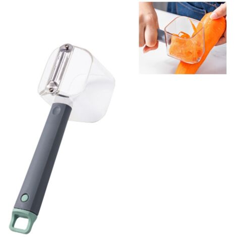 Pelador de acero inoxidable de un solo cabezal - pelador de verduras y frutas, cuchillo pelador creativo de mango largo - con almacenamiento - verde (1/5)