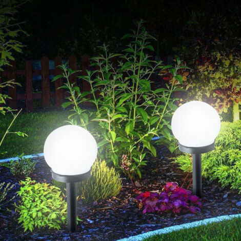 Luces solares de suelo para jardín, impermeables, paquete de 2, IP44, con forma de globo, para exteriores, villas, jardines, entradas, patios [Clase energética A]