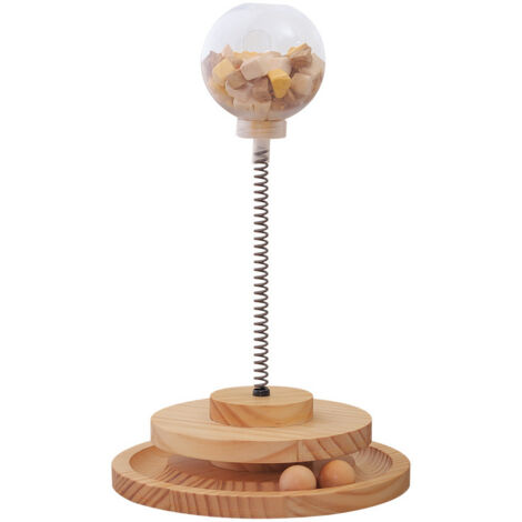 Juguete para gatos que alivia el aburrimiento, pelota giratoria, palo de juguete automático resistente a las mordeduras, bandeja giratoria 【Bola liofilizada】