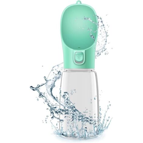Botella de agua portátil para perros, botella de agua de viaje antimicrobiana de grado alimenticio de 550 ml, para perros y gatos, agua potable para mascotas al aire libre, 1 pieza (verde [550 ml] OPP (1/5)