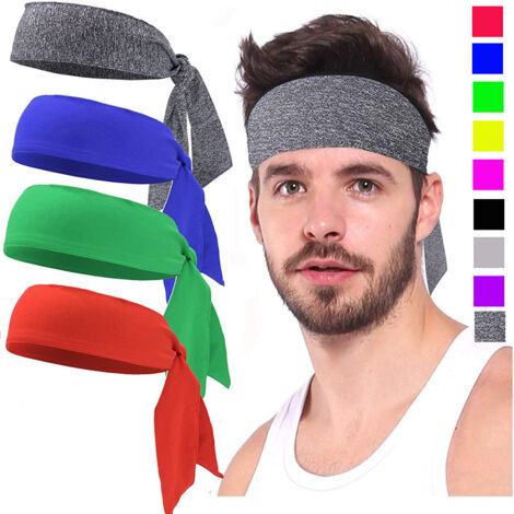 Turbante deportivo para exteriores con banda elástica que absorbe el sudor para hombres y mujeres, 4 colores: gris jaspeado, azul real, verde y rojo. (1/5)