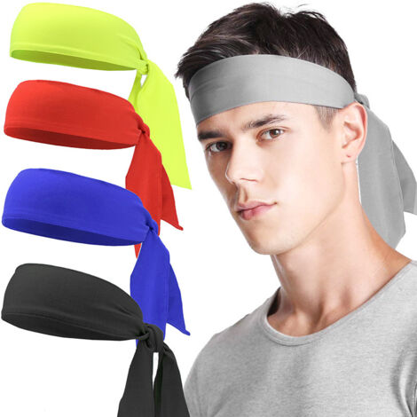 Turbante deportivo para exteriores con banda elástica que absorbe el sudor para hombres y mujeres - 5 colores: amarillo neón, rojo, azul real, negro, gris plateado (1/5)