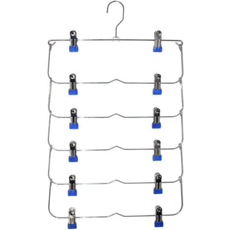 paquete de perchas multicapa para pantalones, con 12 pinzas metálicas antideslizantes, organizador de ropa (azul oscuro). (1/5)