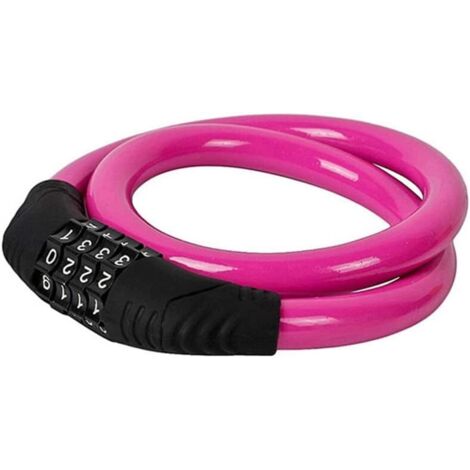 Candado para bicicleta, candado con código antirrobo inteligente de 4 dígitos, cadena antirrobo para carritos de bebé, cortacéspedes y otros equipos (rosa)