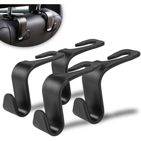 Gancho para reposacabezas de asiento de coche, gancho para almacenamiento interior de asiento de coche, bolso, abrigo, paraguas, bolsa de la compra, cartera, 4 piezas (4 piezas reforzadas) (1/5)