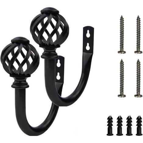 Soportes para cortinas - ganchos - soportes - soportes para cortinas - metal negro mate - soporte de pared (5/8" (16 mm) - ac949 jaula de pájaro espiral negra u) (1/5)
