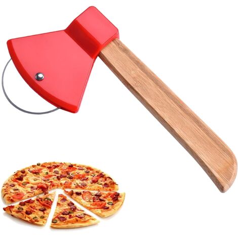Cortador de pizza con forma de hacha, cortador de pizza, cortador de pizza manual, rodillo para pizza con rodillo de acero inoxidable, rodillo afilado para pizza (cuchillo de pizza rojo con forma de h (1/5)