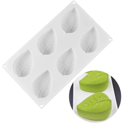 Molde de silicona con forma de hoja para pasteles, cupcakes, helados, chocolates, dulces y fudge - Herramienta de decoración de pasteles DIY (Blanco) (1/5)