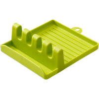 Soporte de plástico para cucharas, organizador de cocina para tenedor, espátula, cuchara, escurridor de platos, estante de almacenamiento para cucharas, soporte para tapas de ollas, blanco (verde)
