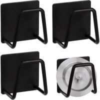 Soporte para esponjas de cocina, autoadhesivo de acero inoxidable para fregadero, para esponjas, cepillos, tapas de ollas y paños de cocina, 4 piezas (negro)
