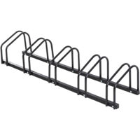 Soporte para 5 bicicletas soporte de almacenamiento de bicicletas para neumático de 65 mm dim. 145L x 33l x 27H cm acero negro