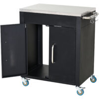 Carro de cocina con ruedas, carro de servicio, carro con armario, ganchos y manijas de acero inoxidable, ayudante de cocina, mesa para parrilla BBQ de acero inoxidable carrito de cocina, 86 x 50 x 86.