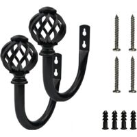Soportes para cortinas - ganchos - soportes - soportes para cortinas - metal negro mate - soporte de pared (5/8" (16 mm) - ac949 jaula de pájaro espiral negra u)