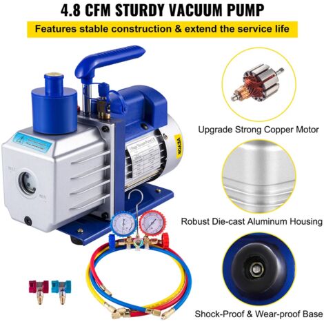 Vakuumpumpe Unterdruckpumpe 1/3HP Kompressorpumpe Klimaanlage 250ML 4,8CFM