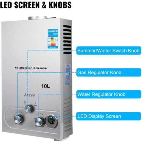 Calentador de agua LPG Prapane Durchlauferhitzer Warmwasserbereiter Boiler 18L