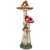 MGO Gartenskulptur Pilz-Deko mit LED-Beleuchtung, 31x29x80 cm, stilvolle Gartenfigur für Außenbereich