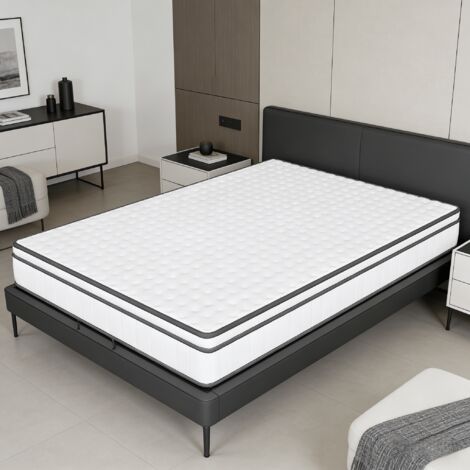 Matratze 90x200 cm Taschenfederkern – 25 cm Höhe – 9 Komfortzonen Schaum – Modernes Einzelbett-Modell